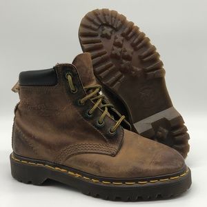 Vintage Dr Martens 1460 Wmns Sz 7.5 90s Aztec Crazy Horse Brown Leather Boots